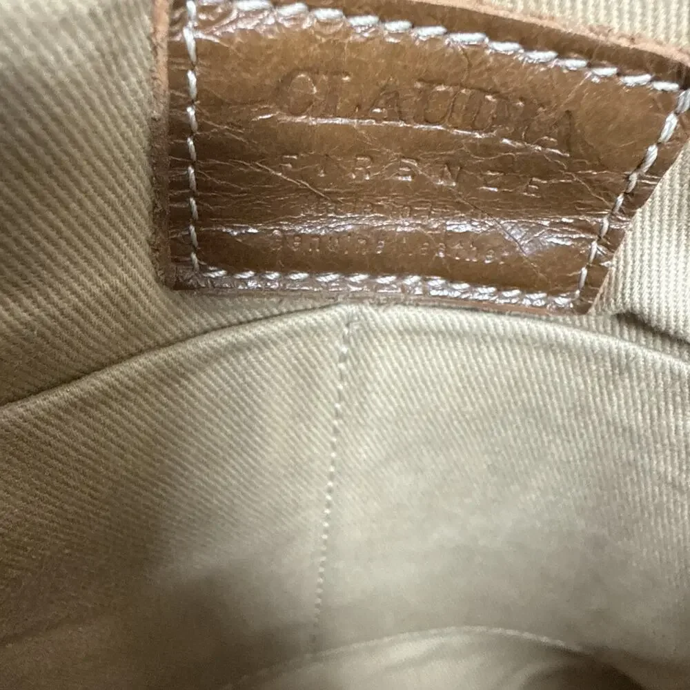 Claudia Firenze Brown Tan Genuine Leather Messenger Crossbody Bag Made In Italy